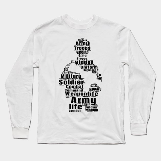 soldier word cloud Long Sleeve T-Shirt by AmelieDior